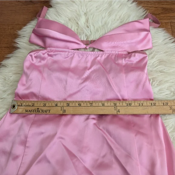 Nensi Dojaka Double Petal Satin Maxi Dress Pink Small - Picture 13 of 15